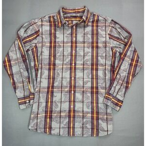 Chemieux Plaid Paisley Button Down Long‎ Sleeve Shirt 2XT